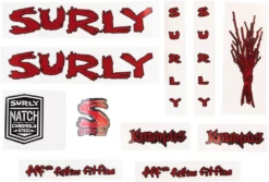 Surly Krampus Frame Decal Set - Metallic Red, With Sticks