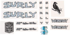 Surly Wednesday Decal Set Light Blue, With Crow